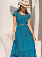 Round Neck Short Sleeve Maxi Dress