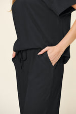 Double Take Texture Round Neck Short Sleeve T-Shirt and Wide Leg Pants