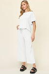 Double Take Texture Round Neck Short Sleeve T-Shirt and Wide Leg Pants