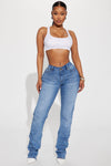 Up To No Good Stacked Straight Leg Jeans - Light Wash