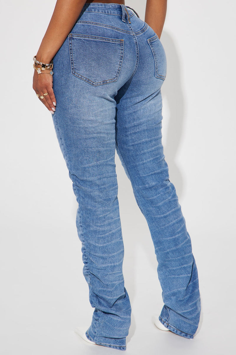 Up To No Good Stacked Straight Leg Jeans - Light Wash