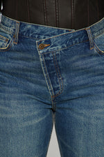 Crossover Straight Leg Tinted Jeans - Dark Wash